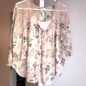 Lauren Conrad Floral Top with Built-In Cami